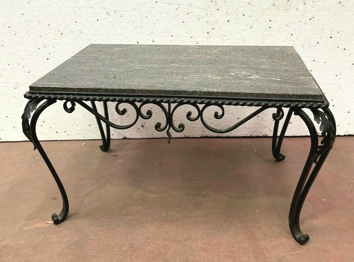 Coffee table in wrought iron and marble XX century