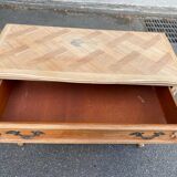 Bibus Louis XV chest of drawers renovated in raw solid wood and marquetry