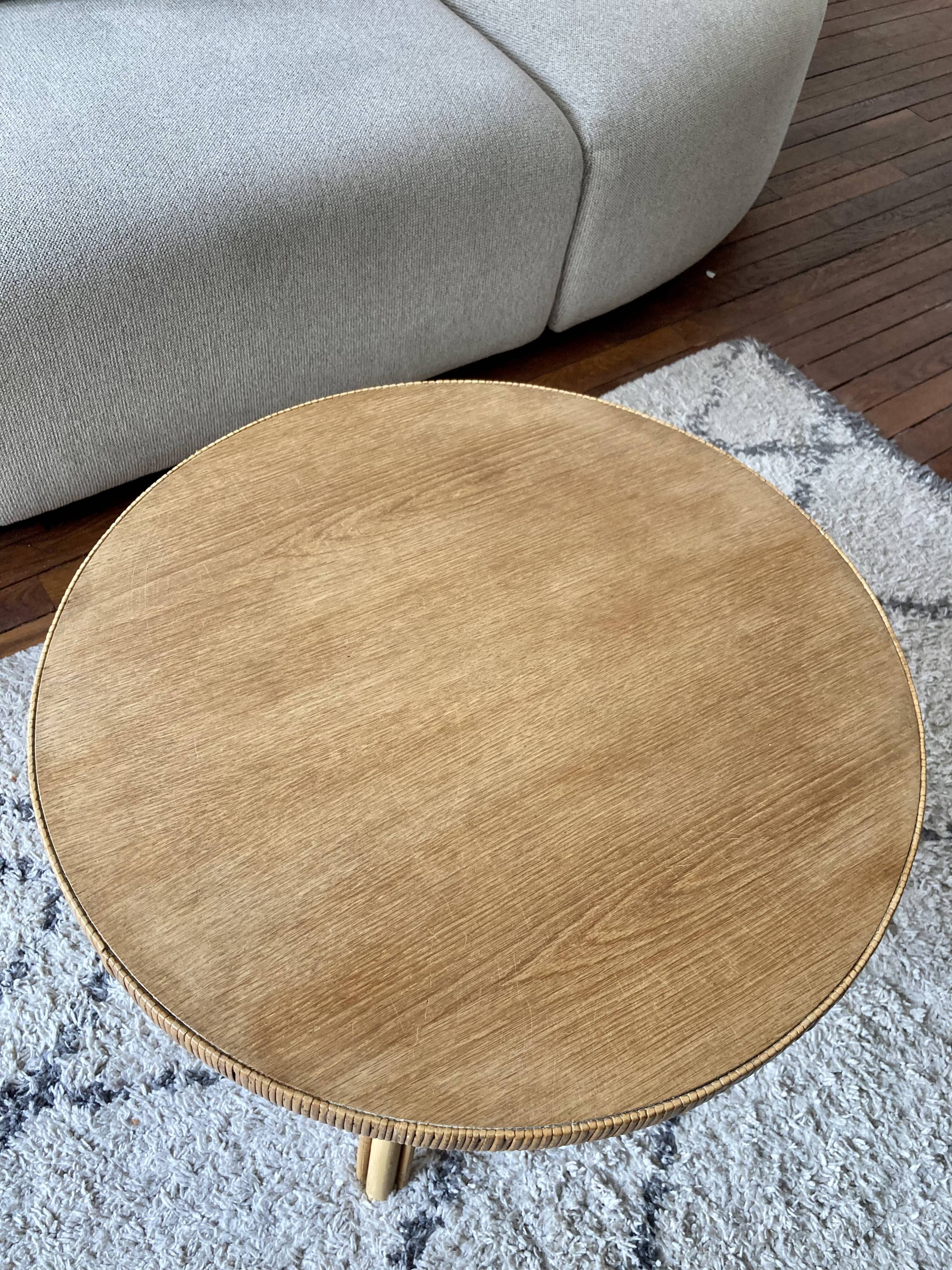 Round rattan coffee table top