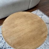 Table basse ronde en rotin plateau