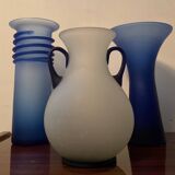 Trio of vintage glass paste vases from the 70s