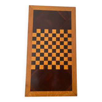 Grand plateau vintage de jeu de dame en bois