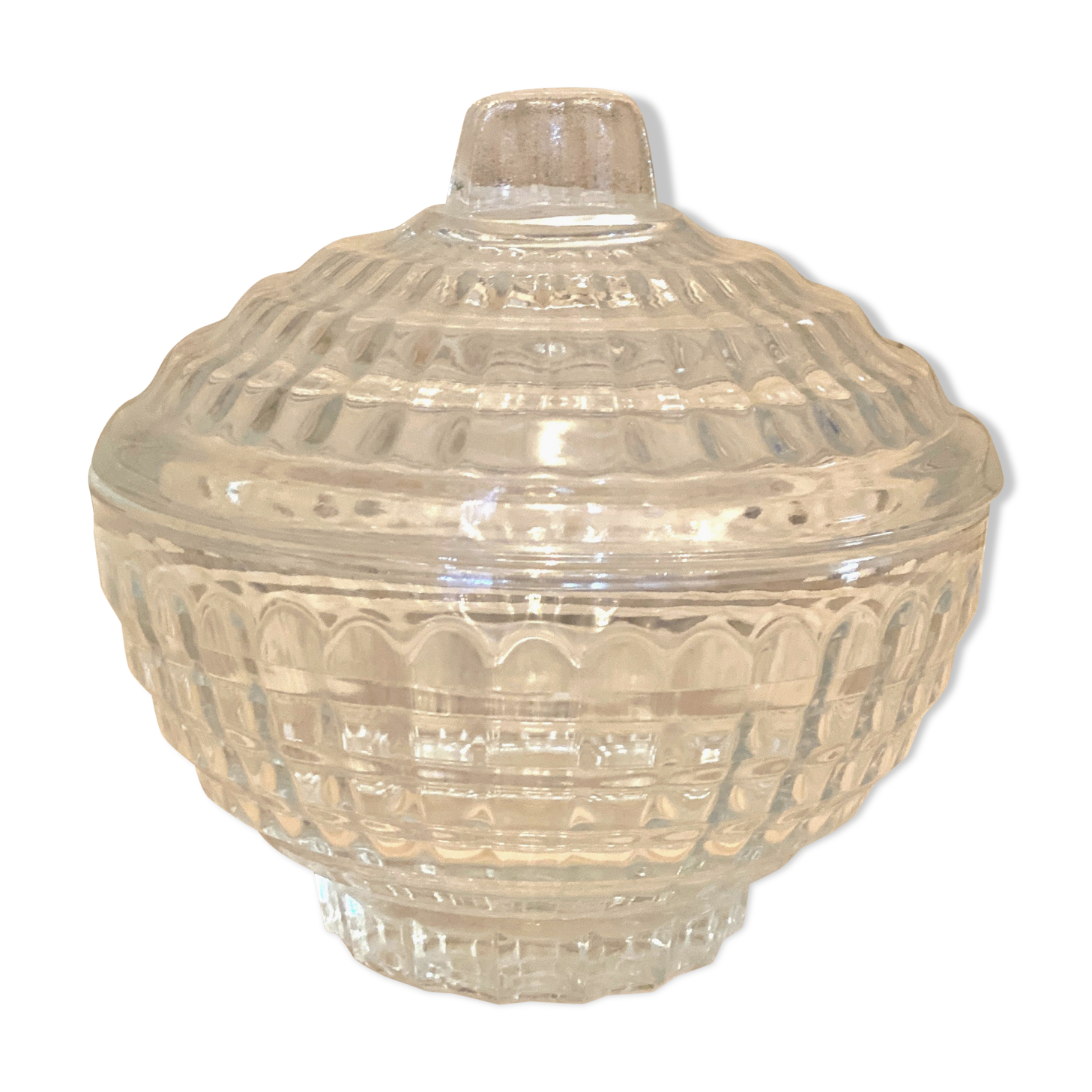 Old glass sugar bowl