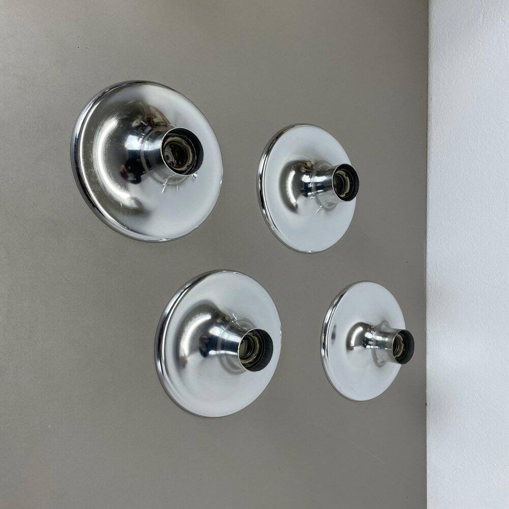 Silver disc wall lamps by Charlotte Perriand, Germany, 1970s, set of 4