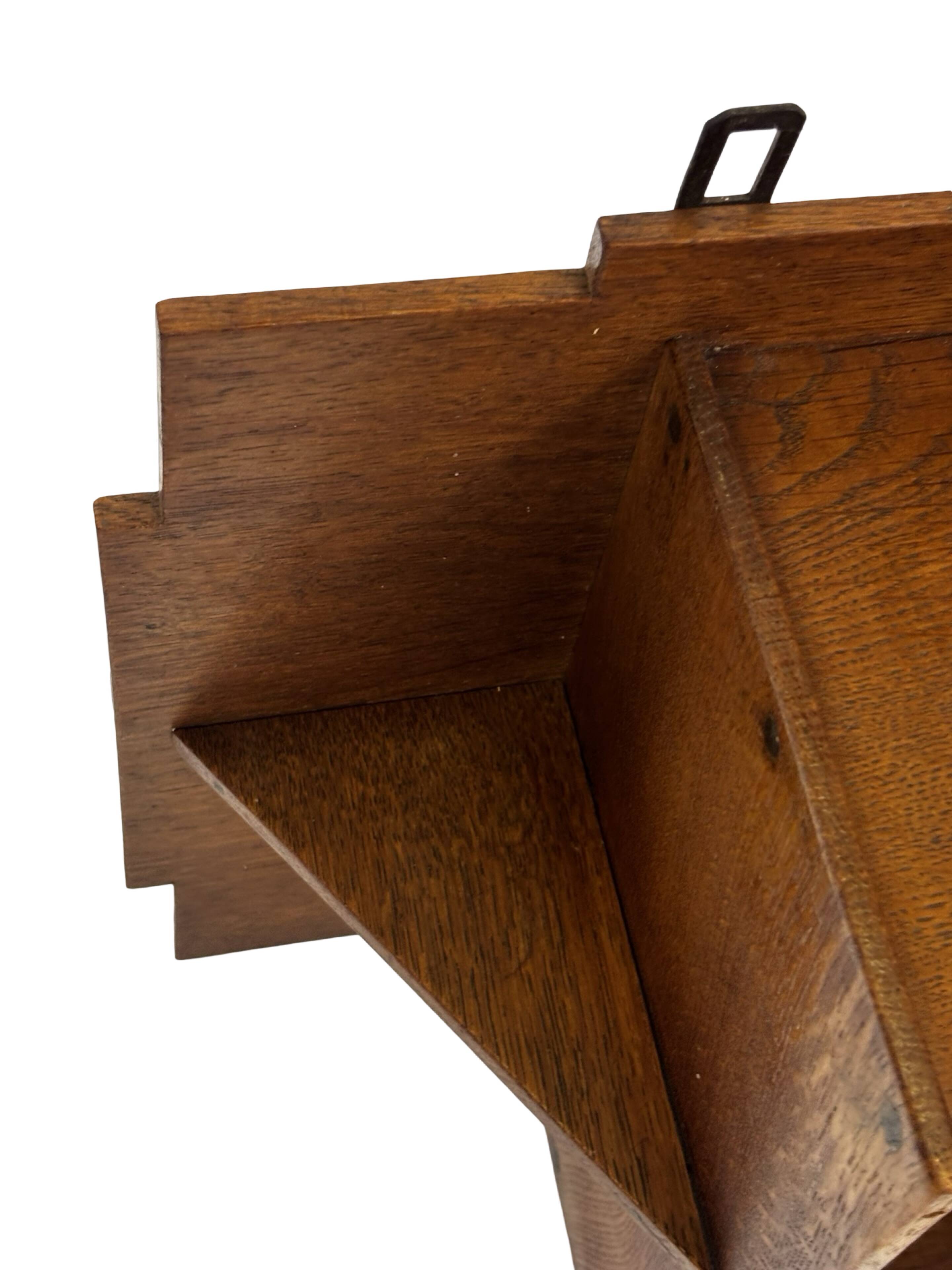 Art Deco wooden wall shelve rack in oak minimalist design