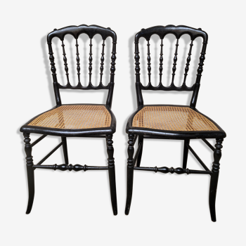Paires de chaises Napoléon III  assises cannées