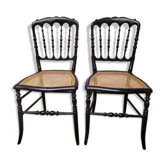 Paires de chaises Napoléon III  assises cannées