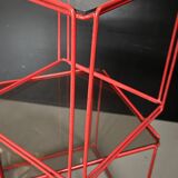 Metal wire and glass cube bedside tables