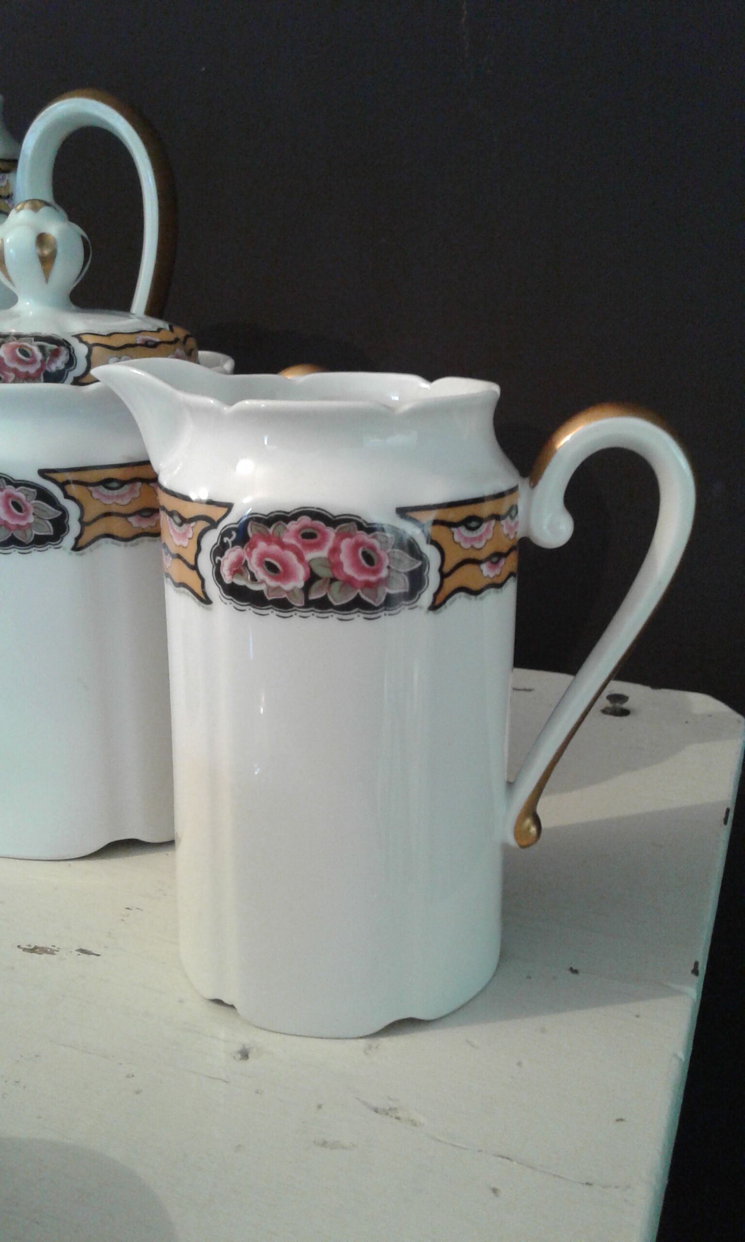 Fine porcelain coffee service art deco 21 pieces Limoges