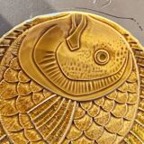 Vintage barbotine plates with fish decoration, 22 pieces.