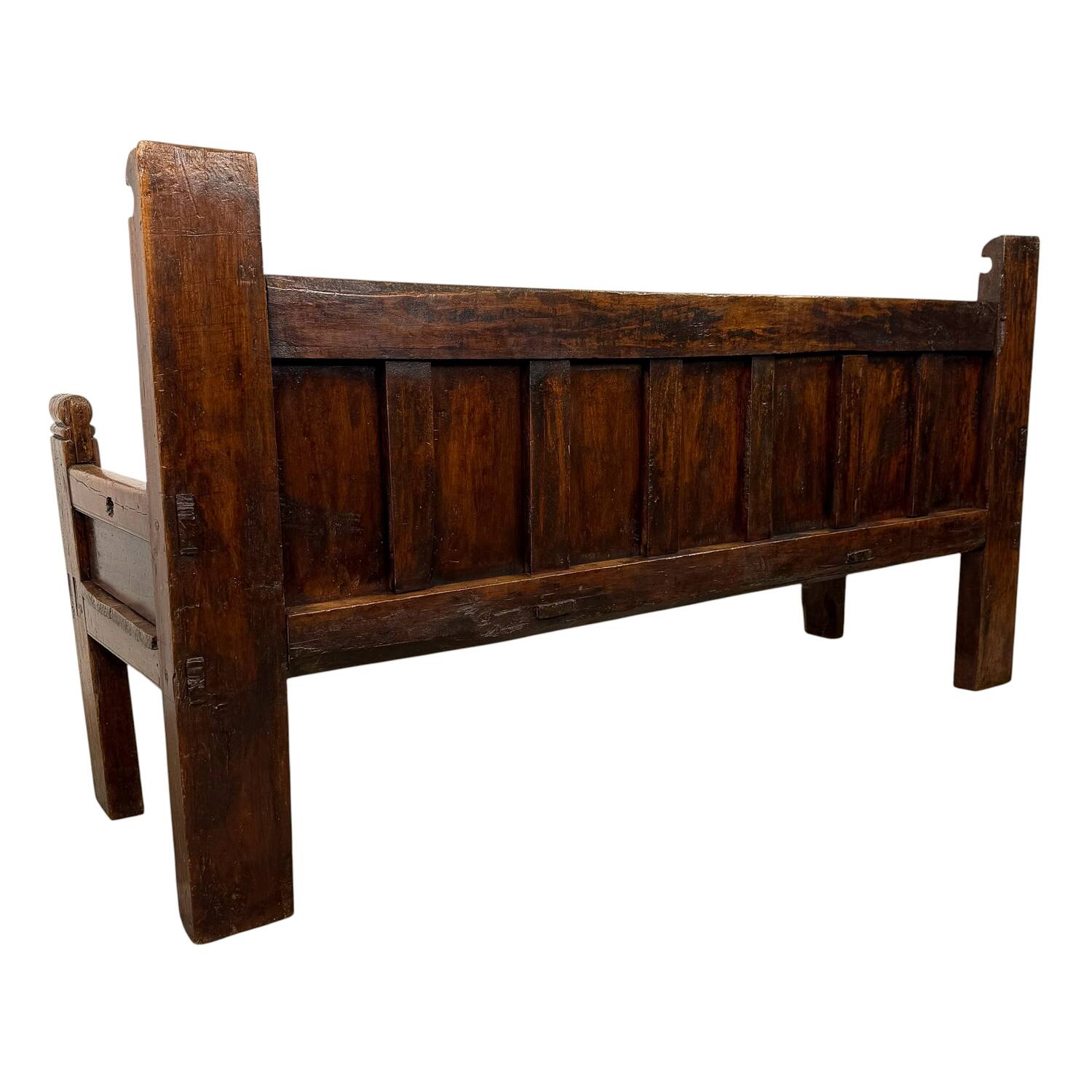 Antique Spanish Oak Bench – Traditional Pegged Construction