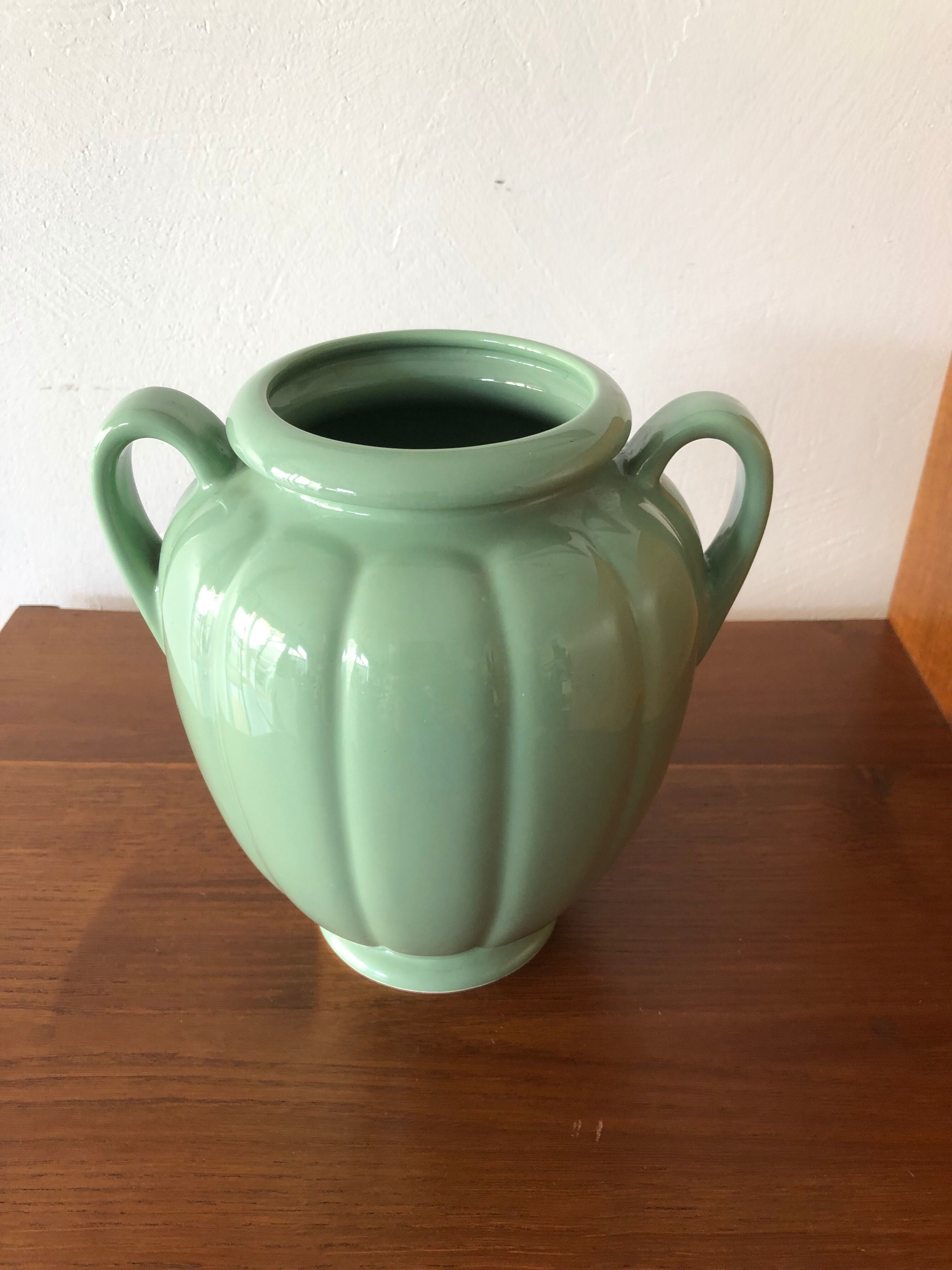 Green vintage water vase