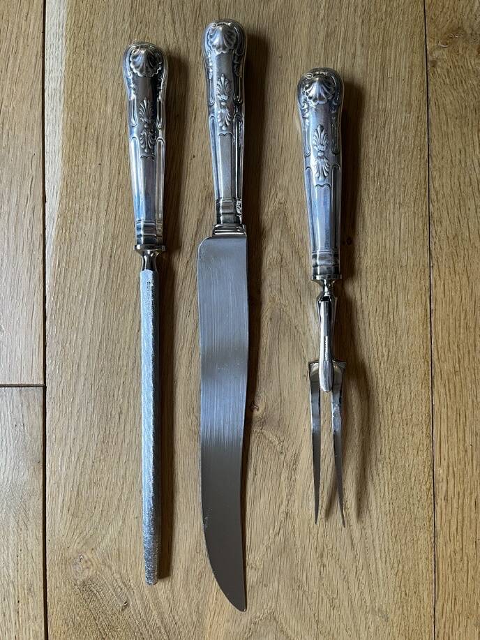 3-piece cutting service – Silver-plated – Louis XV style handles