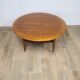 Round vintage coffee table in teak and rattan