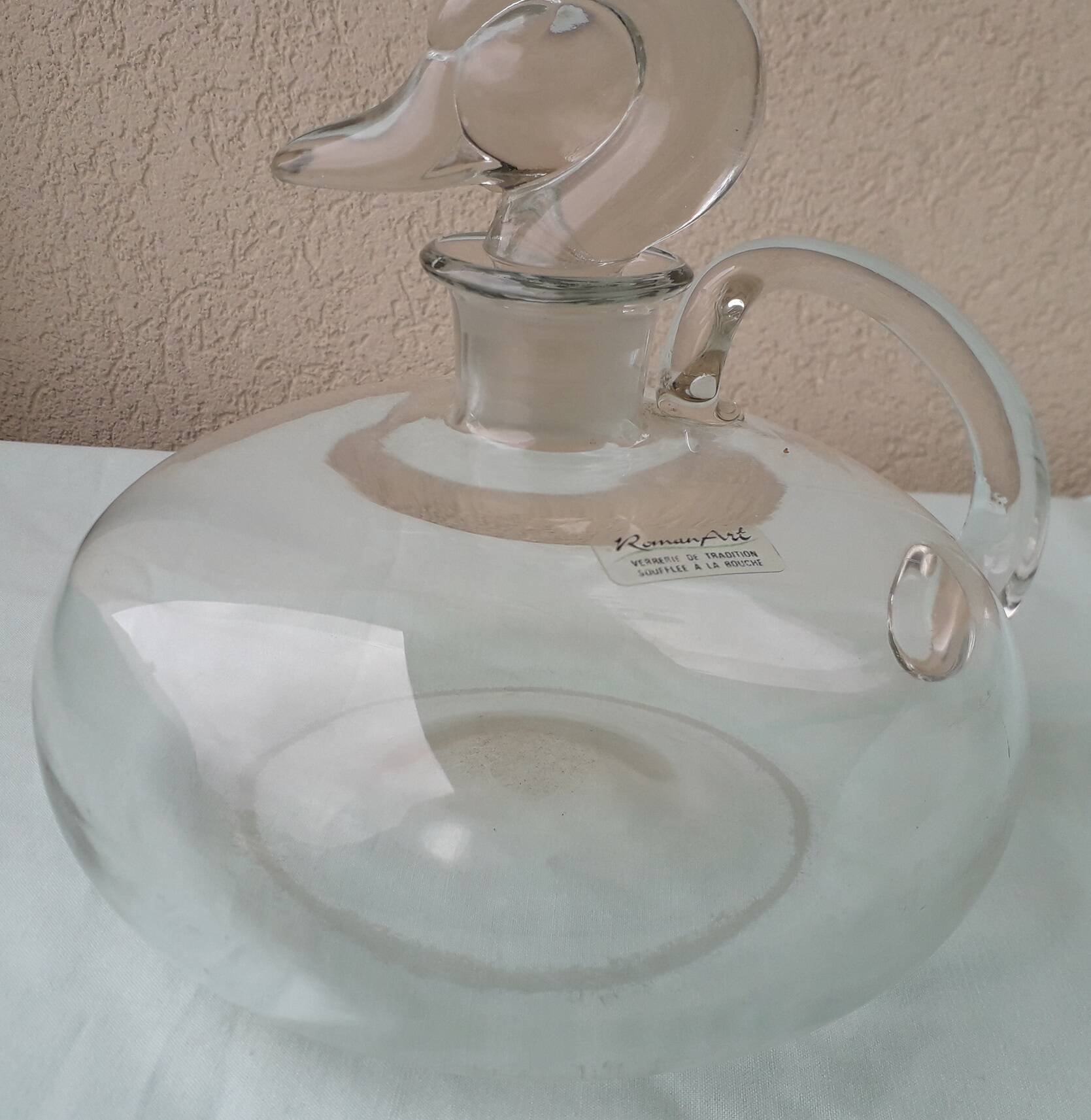 Duck glass carafe