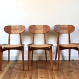 Set of 3 vintage Roger Landault "Ellipse" Sentou chairs 1957