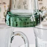 Set of 6 handle glasses and 1 puffed glass jug