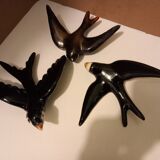 3 wall swallows earthenware Vallauris