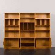 Ib Kofod Larsen Danish oak 3 modules bookshelf vinyl records shelves for Faarup, Denmark, 80s