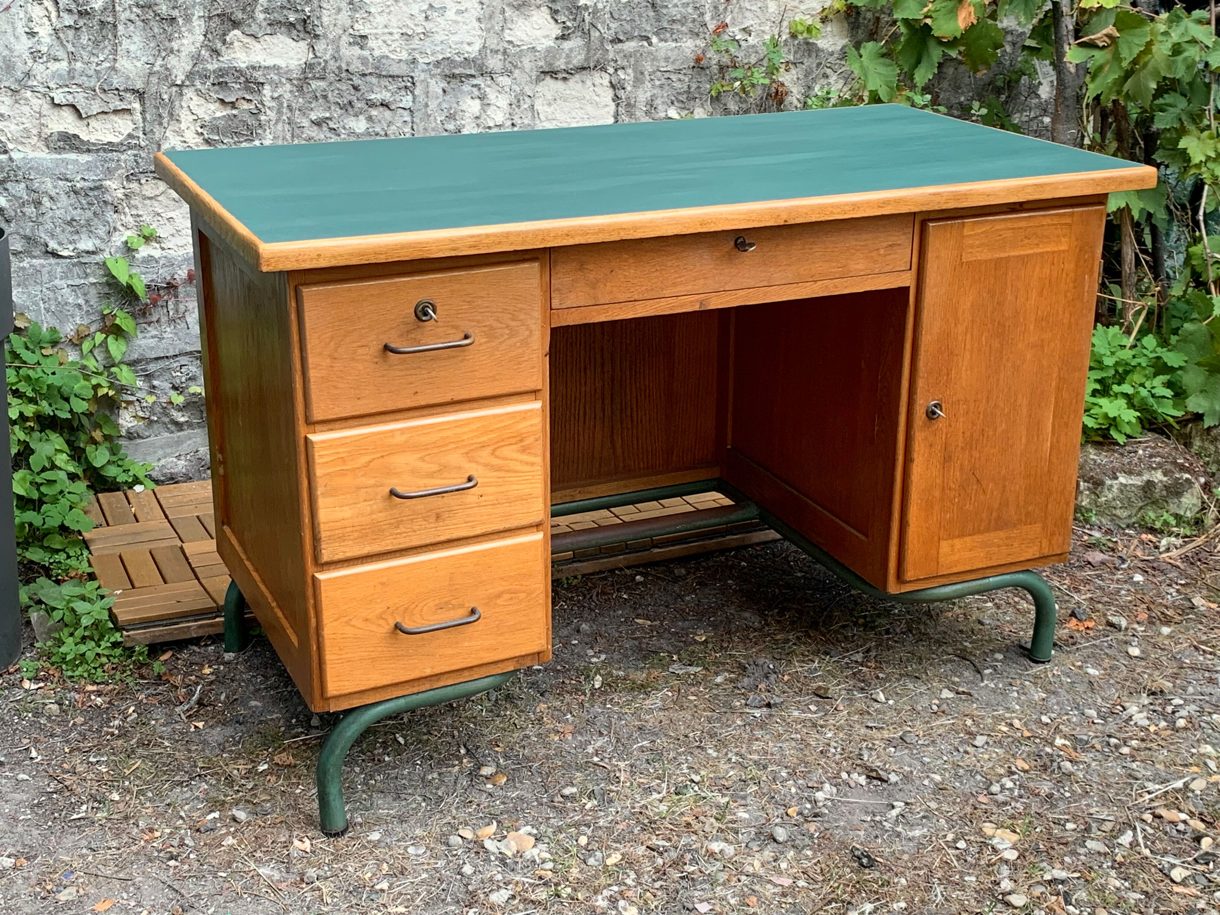1950s schoolmaster's desk in solid oak