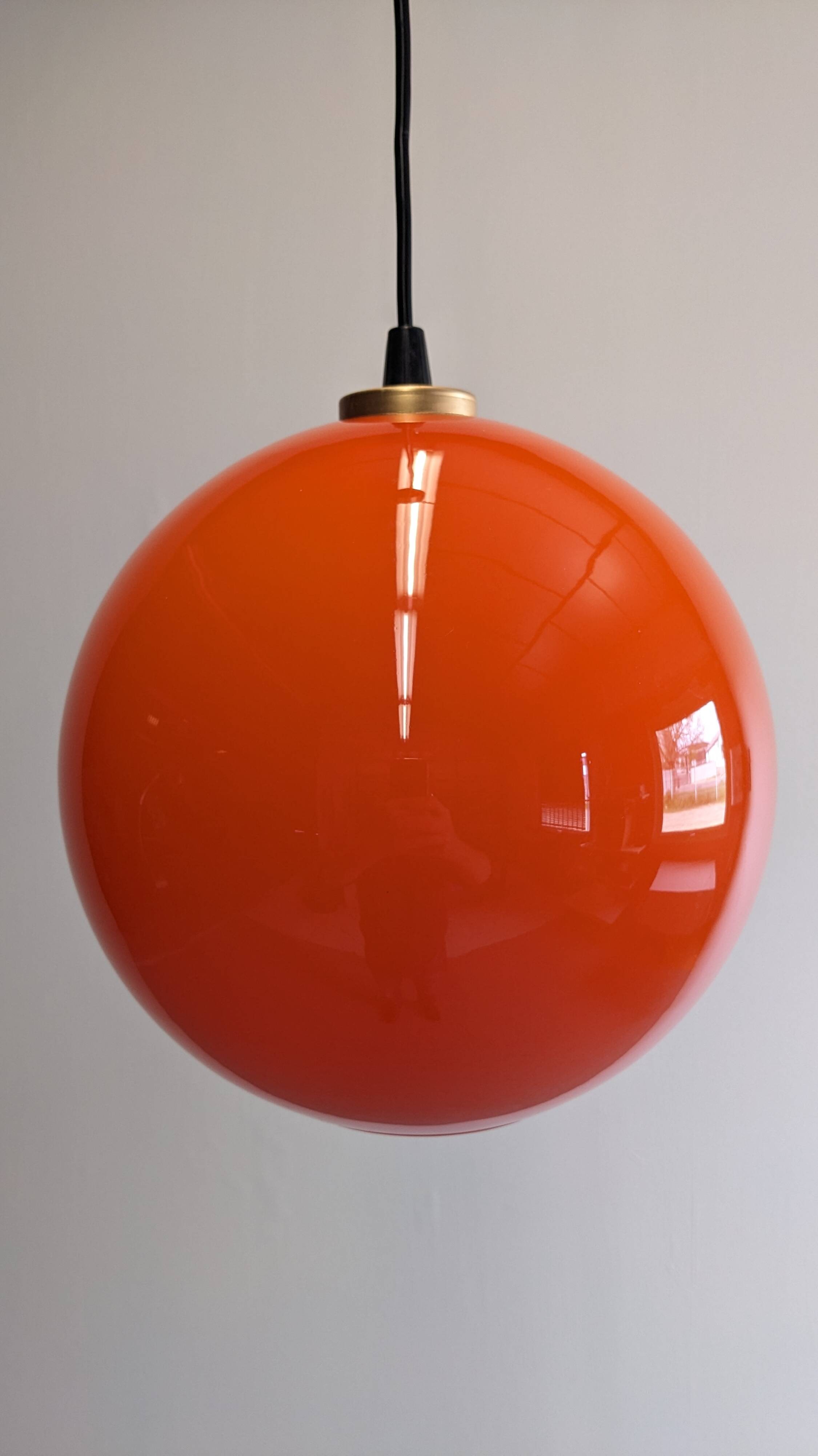 Orange opaline ball pendant from the 60s/70s