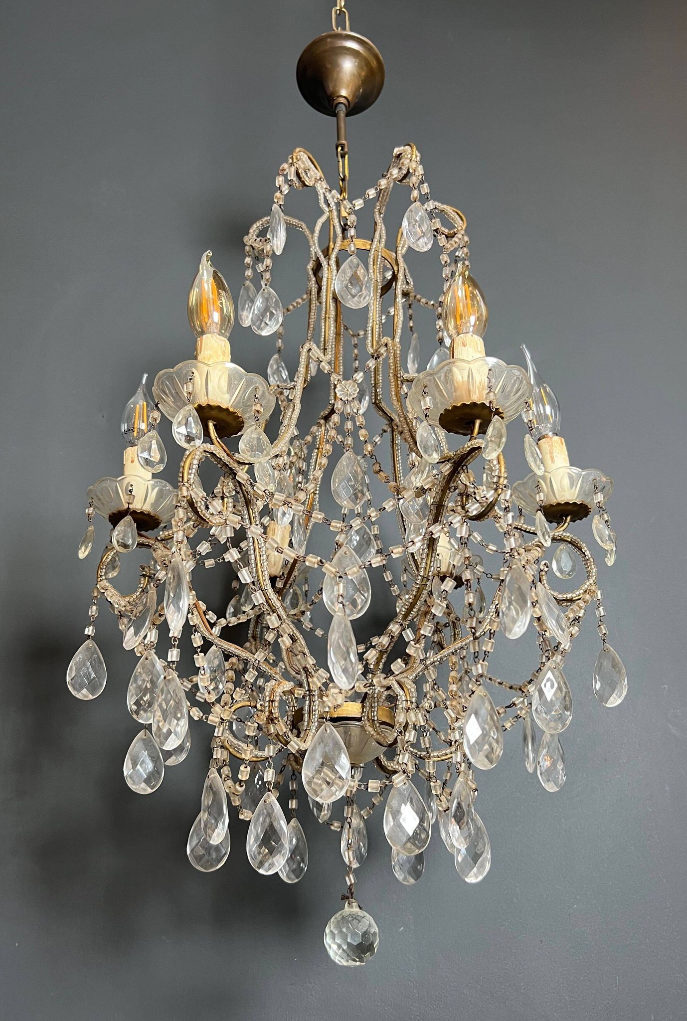 Italian pearl and crystal chandelier