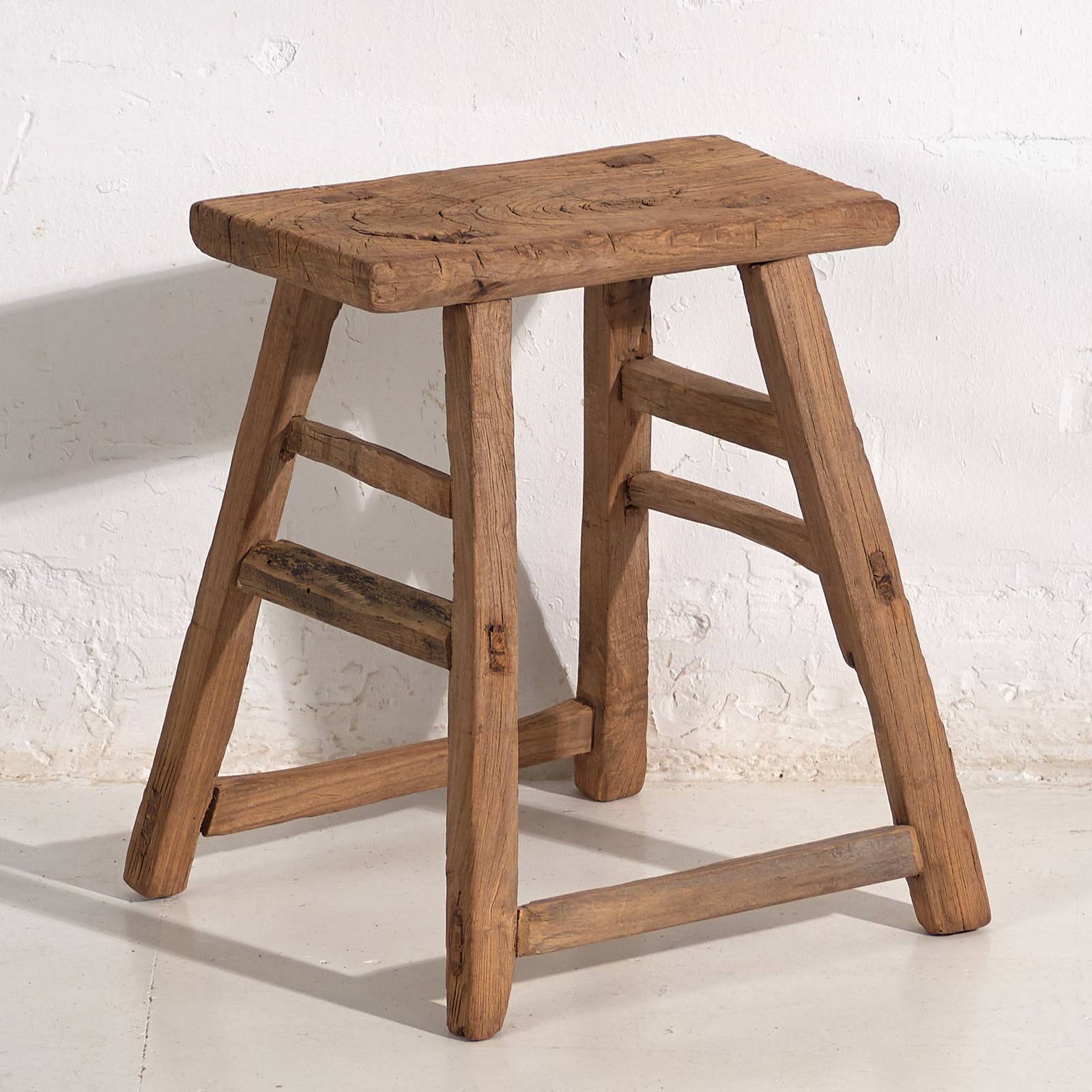 Large antique solid wood stool (c.1900)