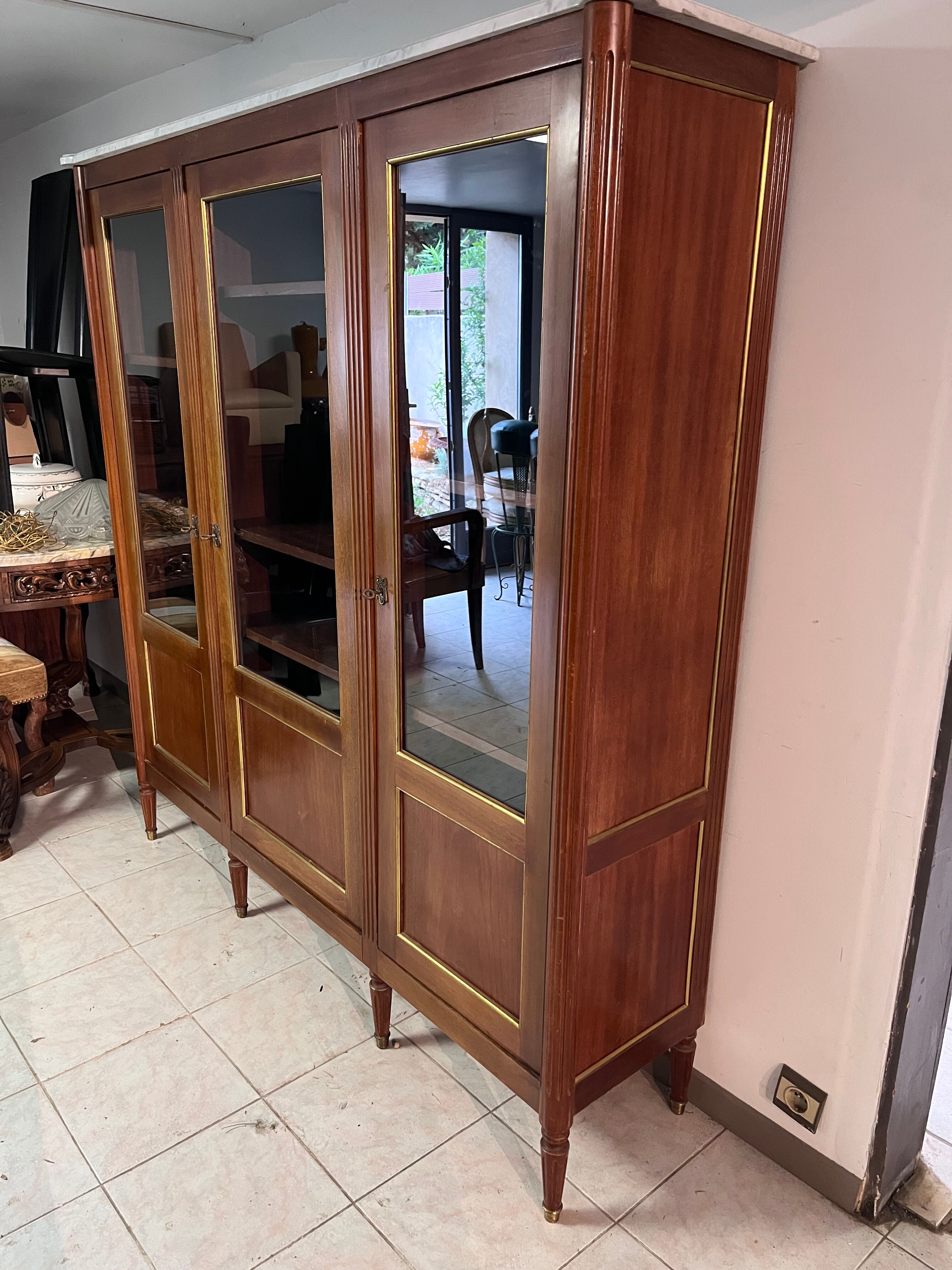 Bibliothèque style Louis XVI acajou 1950