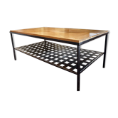 Coffee table in steel/glass or oak.