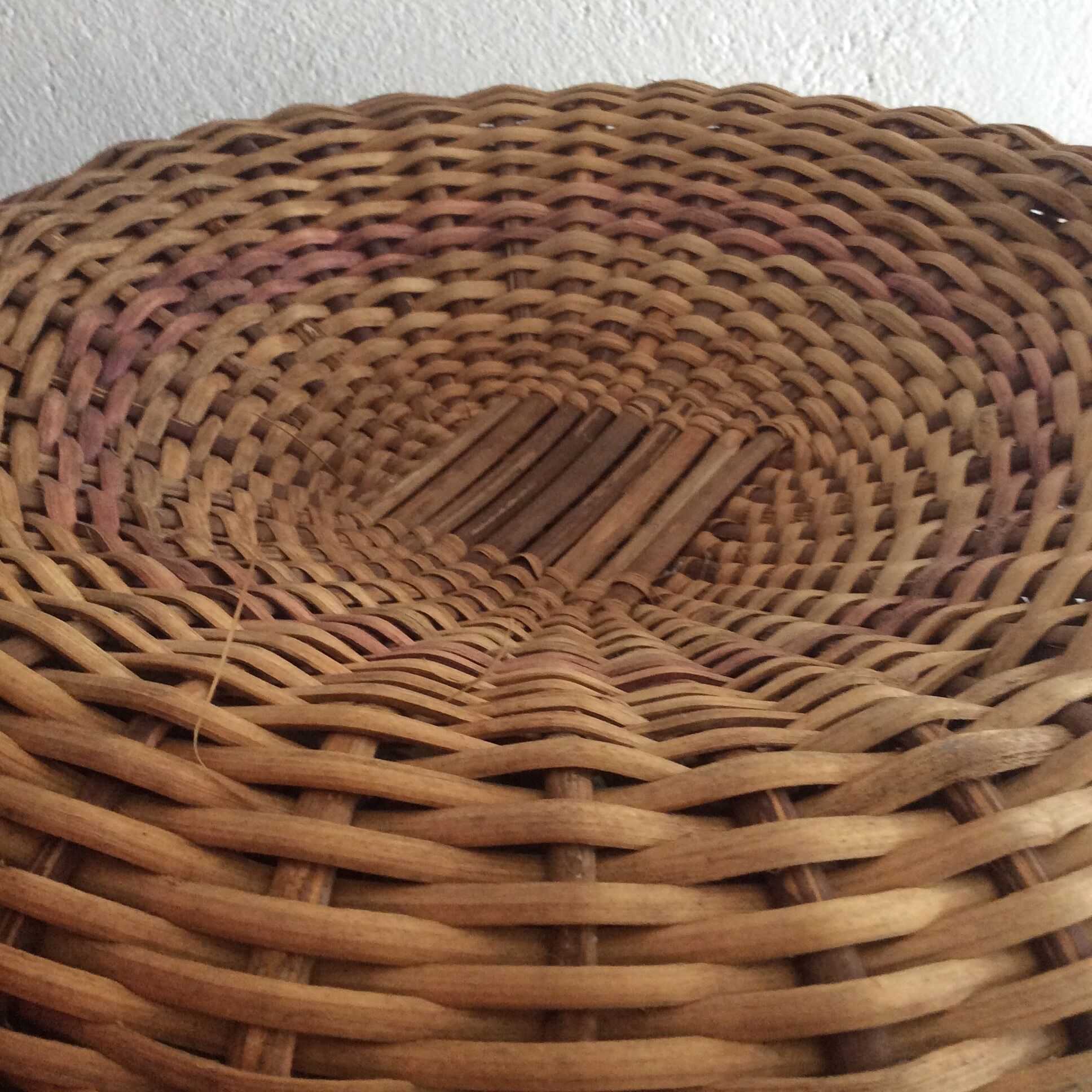Set of two stools, poufs, braided natural fibers