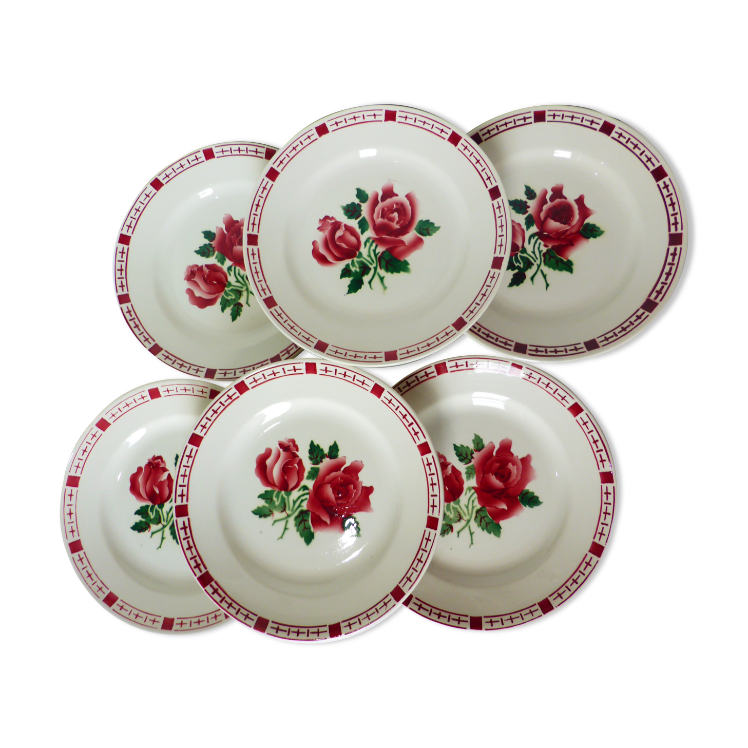 6 flat plates of Digoin Sarreguemines model Saverne