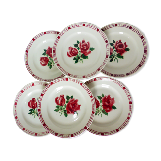 6 flat plates of Digoin Sarreguemines model Saverne