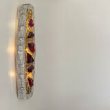 Vintage XL "stained glass" wall sconce in cement and glass, Sweden 1950