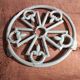 Vintage French light greenish blue cast iron table mat