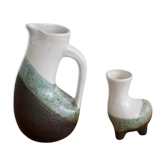 Ensemble de pichet et vase en faïence émaillée de Gilbert Valentin