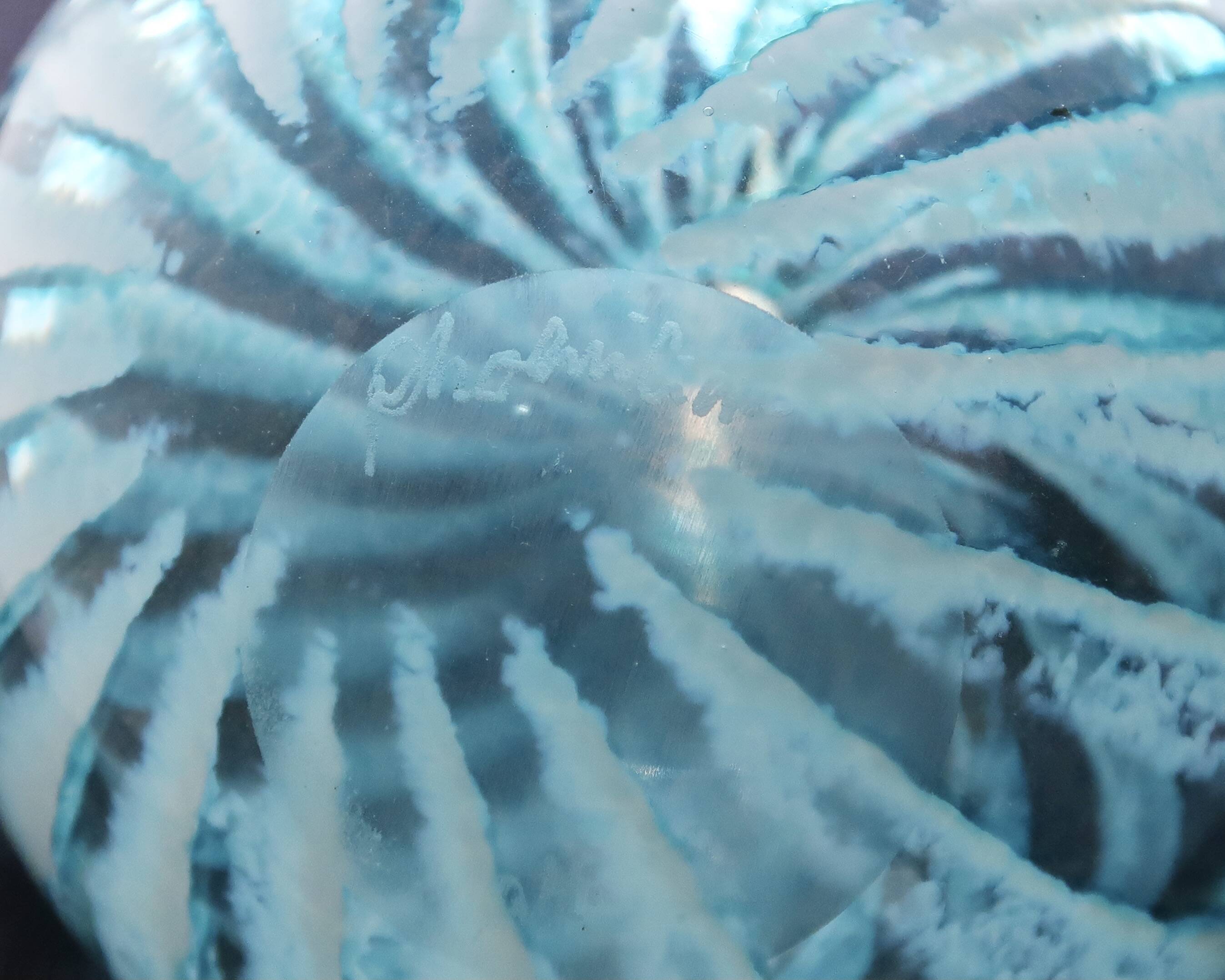 Phoenician Malta light blue glass striped vase, 90s