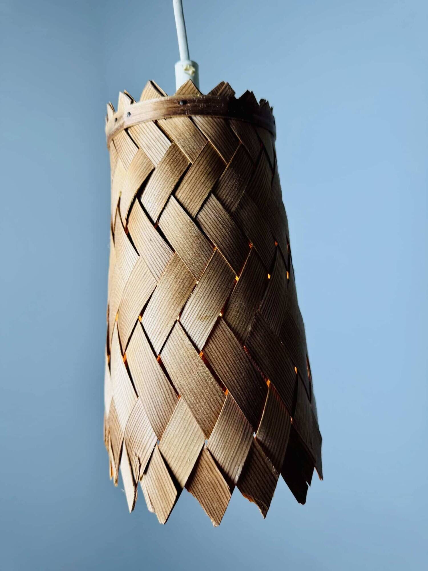 Swivel Arm Teak Wall Lamp With Pine Veneer Shade By Unknown Designer, Sweden 1960S