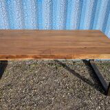 Industrial teak and metal table