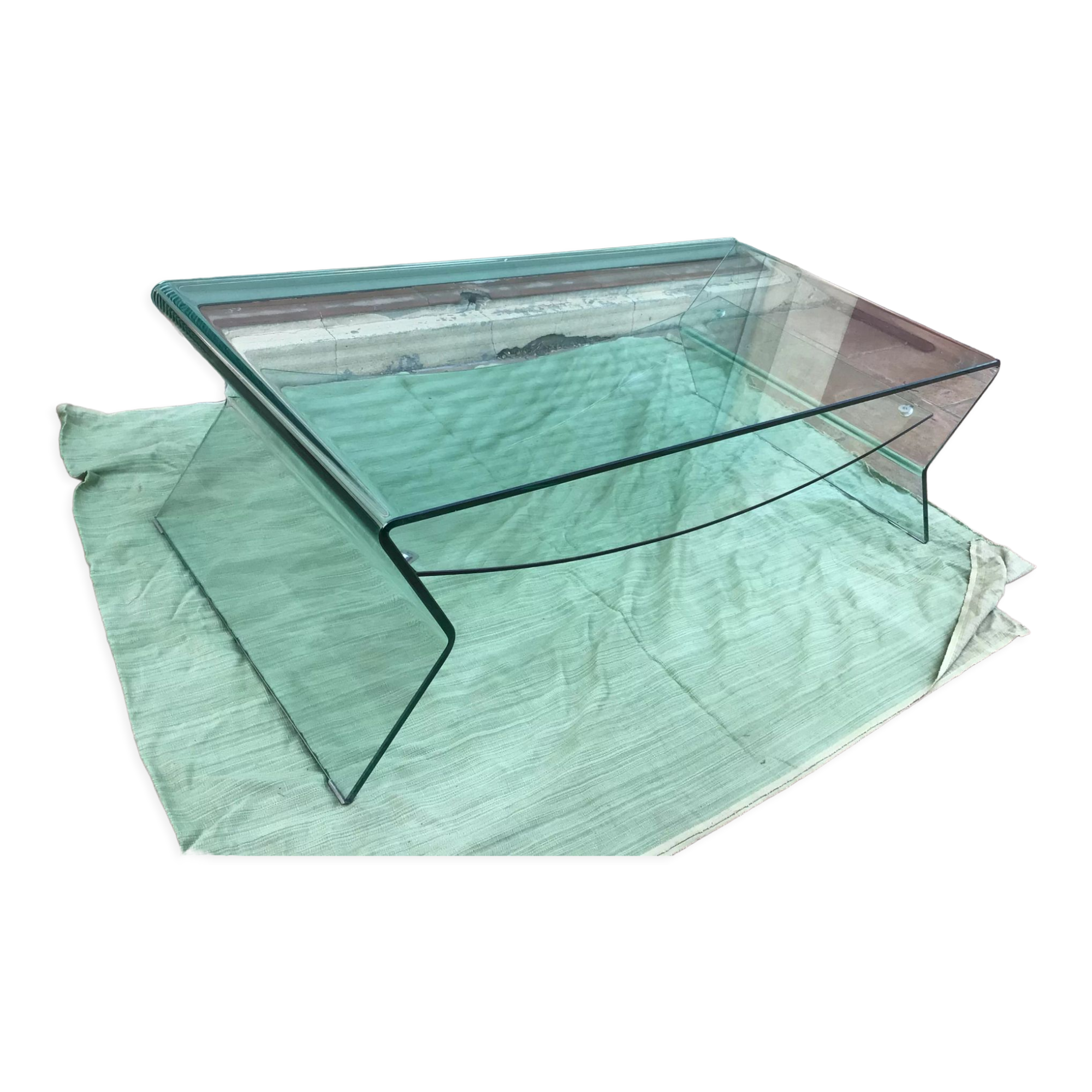 Table basse en verre courbe XXe