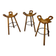 Set of 3 Brutalist Marbella Bar Stools by Sergio Rodrigues, 1960s