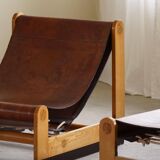 Francesco Lucianetti, Lounge chairs in leather and elm, Italian modern, 1960s