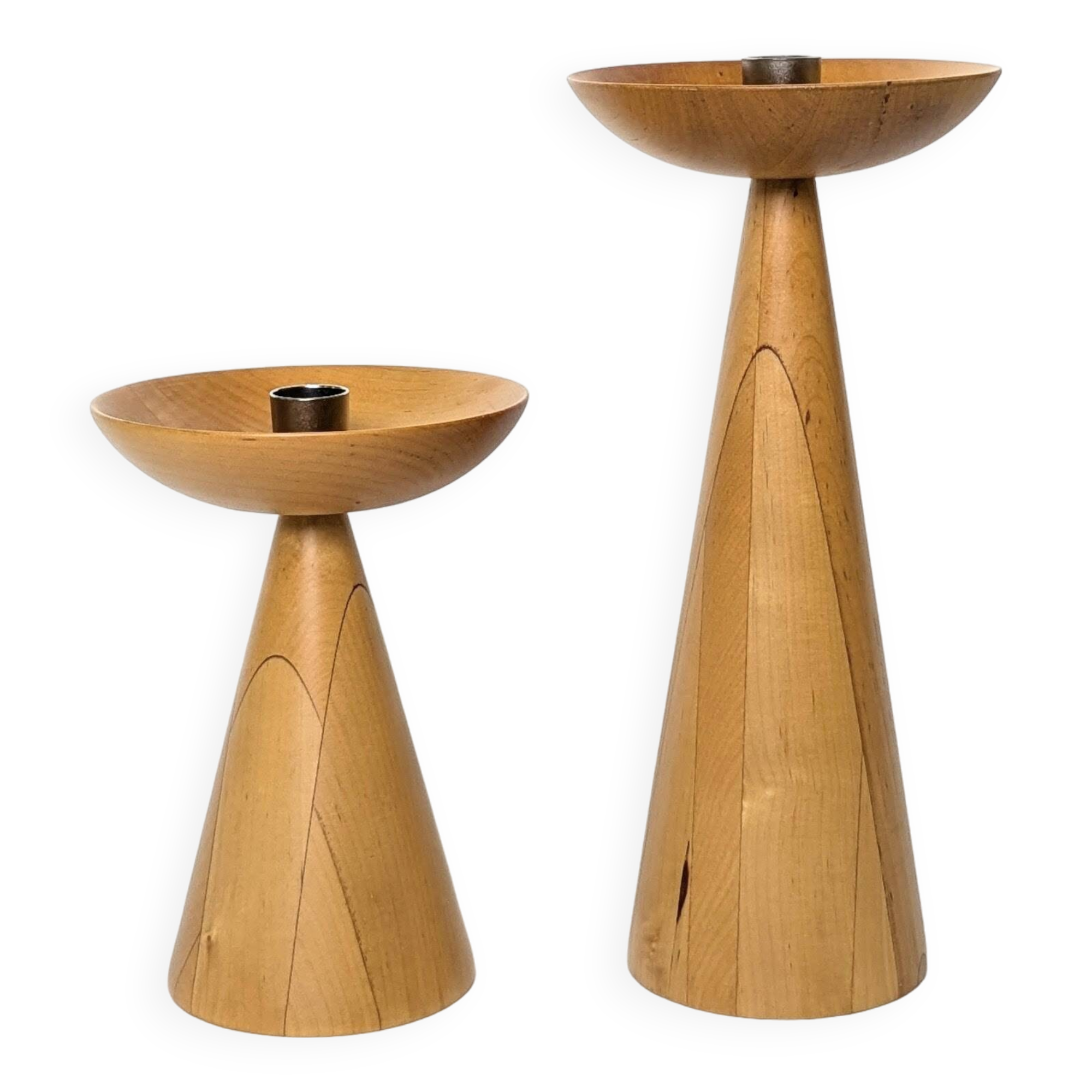 Bougeoirs en bois tourné IKEA vintage | Paire