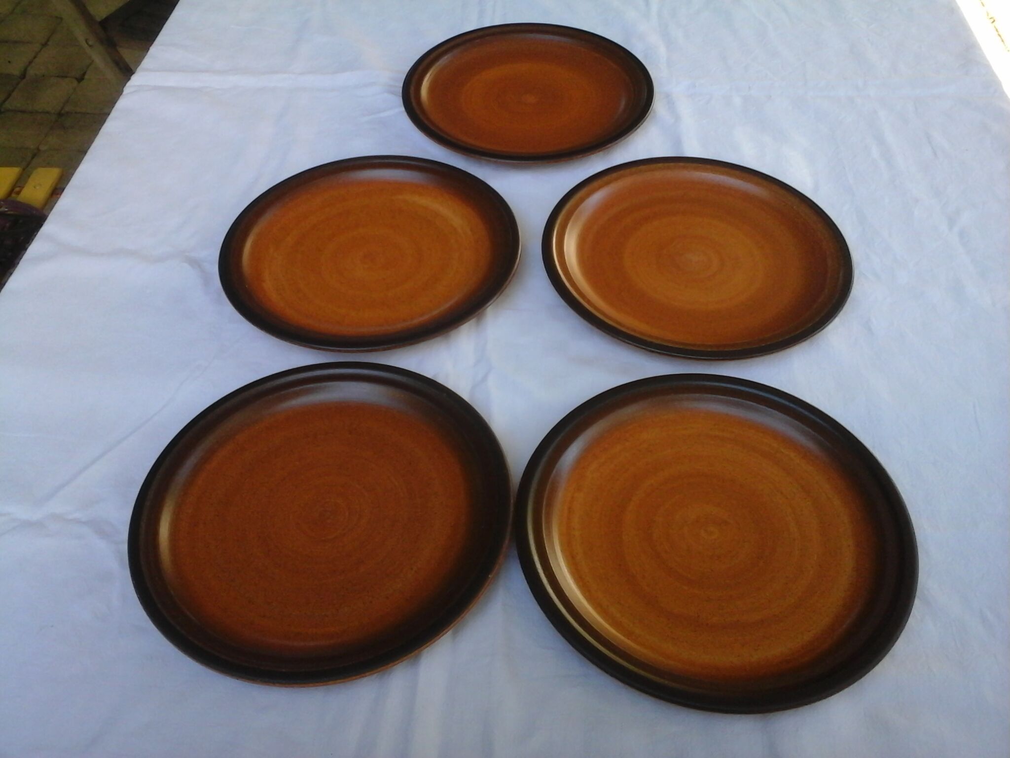 Set of 5 flat plates made of St Amand