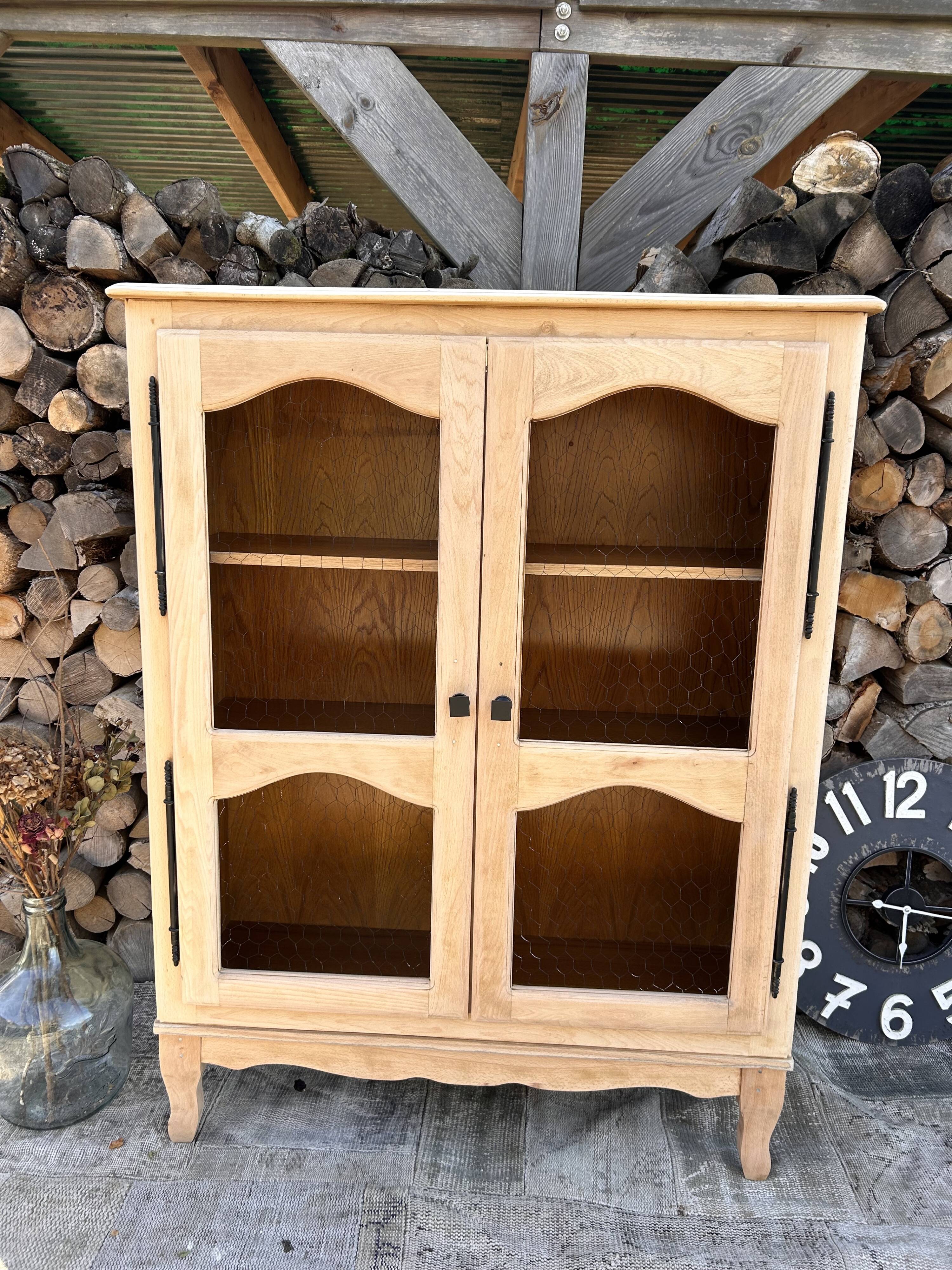 Refurbished solid wood display cabinet/sideboard