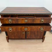 Biedermeier Chest in Walnut Veneer, Cherry, Gold Leaf & Brass, Austria, 1815