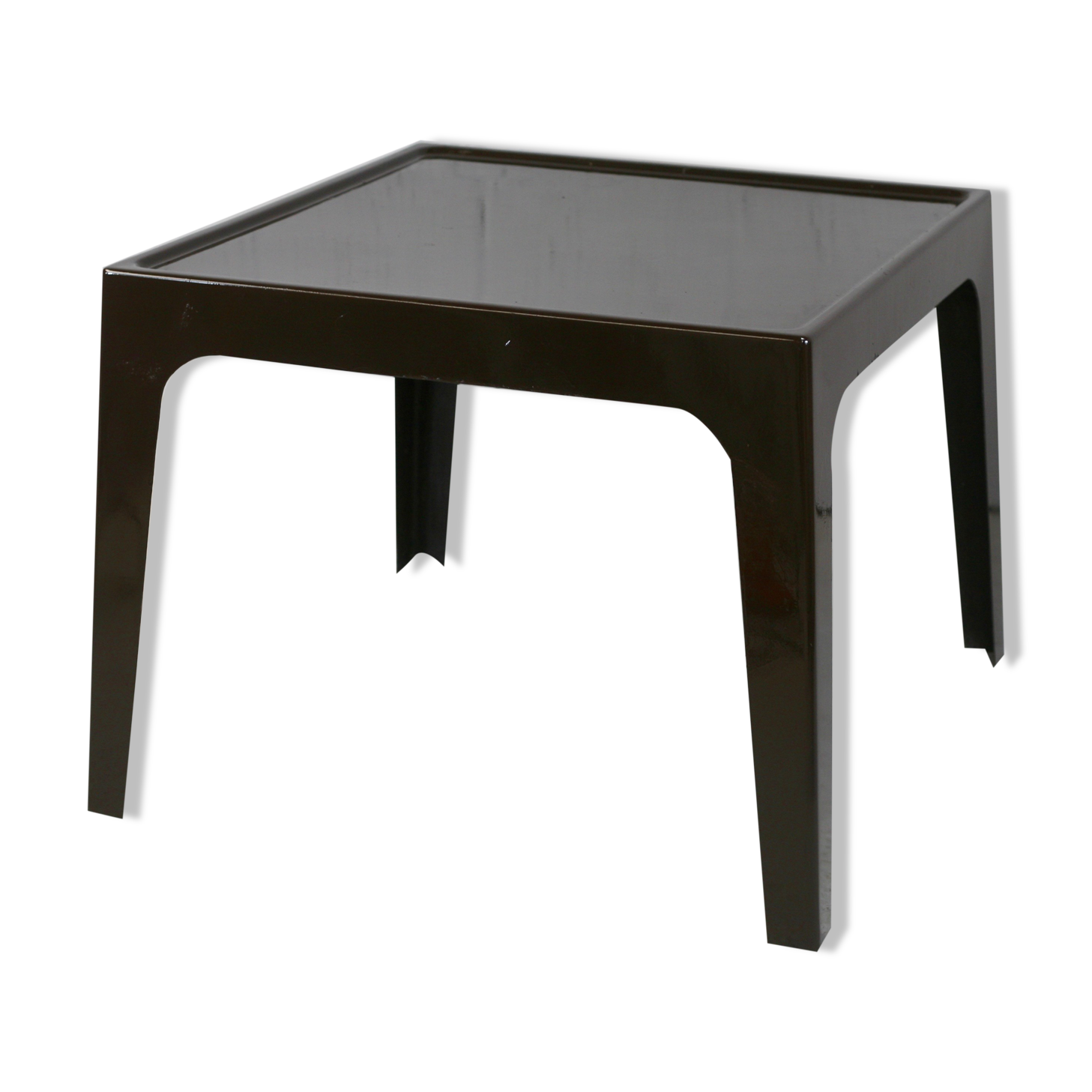 Fiberglass table, brown, France, circa 1970