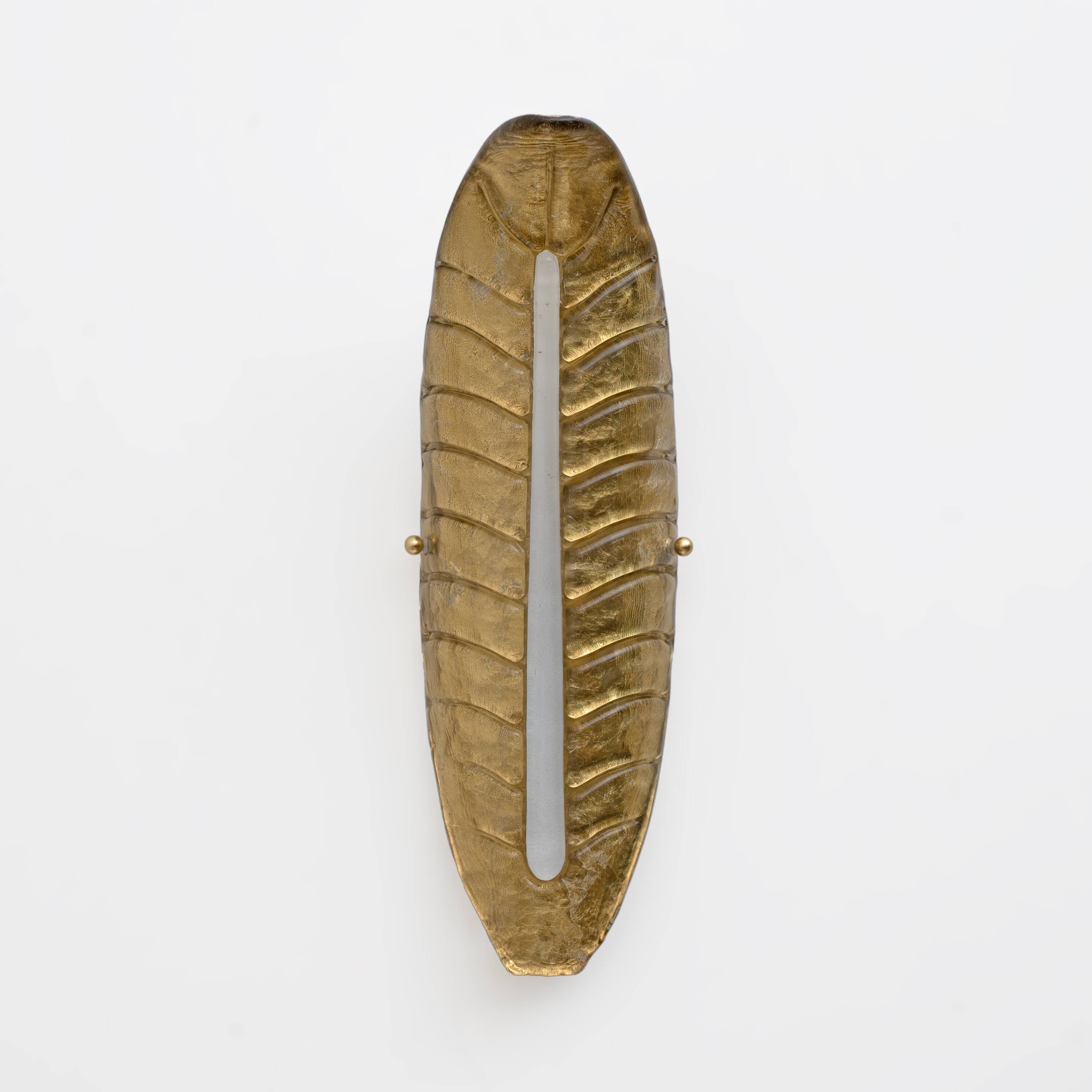 Pair of Modern Murano Glass Gold Leaf Sconces