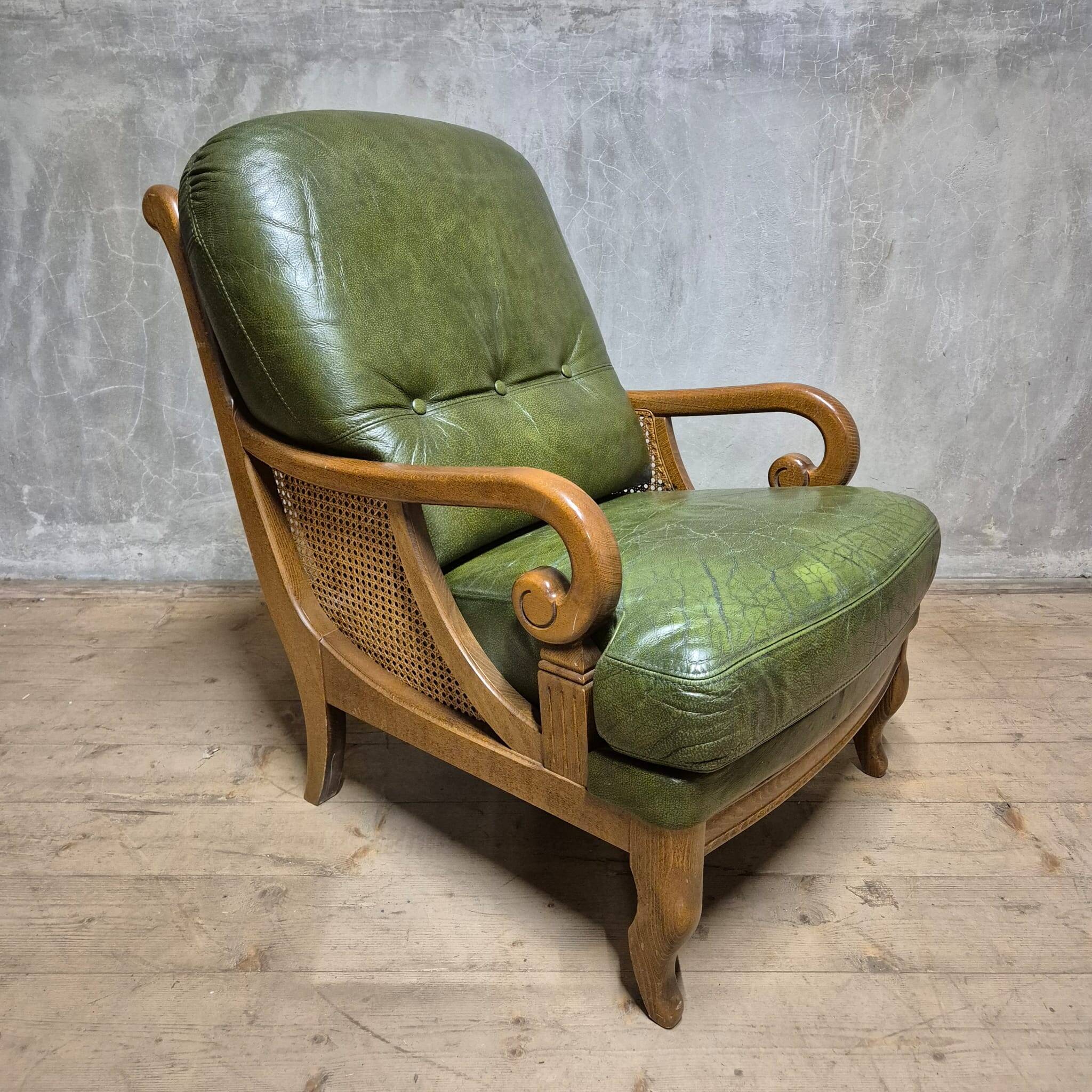 Mid-century lounge armchair, cane sides, 1960s