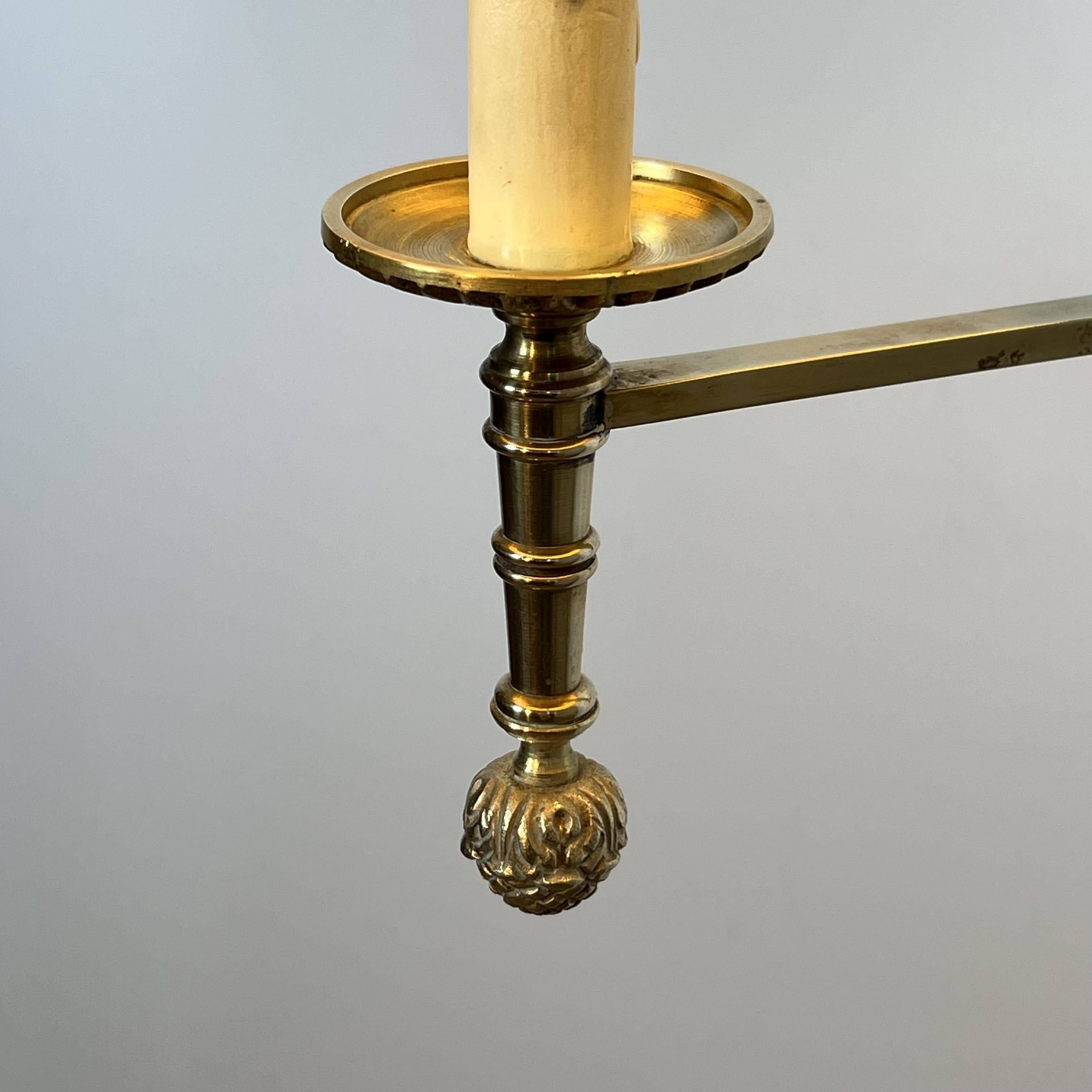 Reading Lamp in Mahogany and Gold Brass with Articulated Arm and Tripod Base