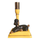 Zoomorphic lamp "poodle" in black, yellow, and gold glazed ceramic.